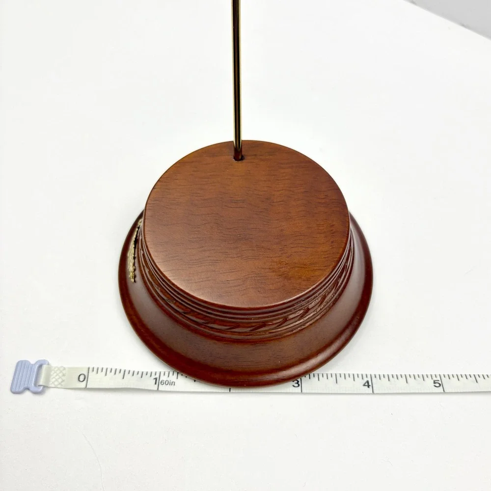 Vintage Princess House Ornament Stand Hanger 2555 Wood Base Gold Metal Display